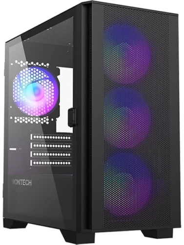 Корпус mATX Montech AIR 100 ARGB Black AIR100AB без БП, боковая панель из закалённого стекла, USB 2.0, 2*USB 3.2