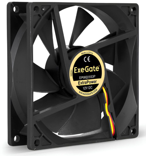Вентилятор для корпуса Exegate ExtraSilent ES09225B3P EX297051RUS 92x92x25 mm, 2000rpm, 41CFM, 25dBa, 3-pin