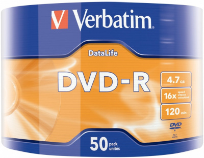 Диск DVD-R Verbatim 43791 4.7Gb, 16-x Data Life (50 шт)