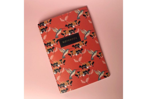 Тетрадь нелинованная Hummingbird А5 24 л 90 г, золотое тиснение, бумага слоновая кость, сшивка