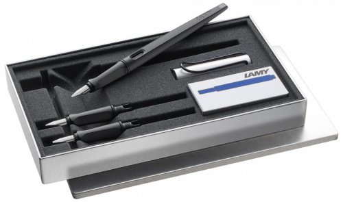 Набор ручек перьевых для каллиграфии LAMY 011 joy, 1,1 мм, 1,5 мм, 1,9 мм Черно-серебристый