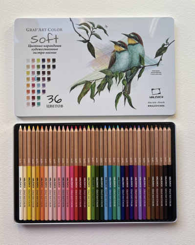 Набор карандашей цветных Малевичъ "GrafArt Soft", 36 цветов