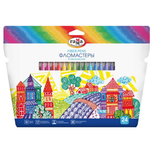 Набор фломастеров Гамма "Классические", 24 цв., смываемые, картон. упак., европодвес