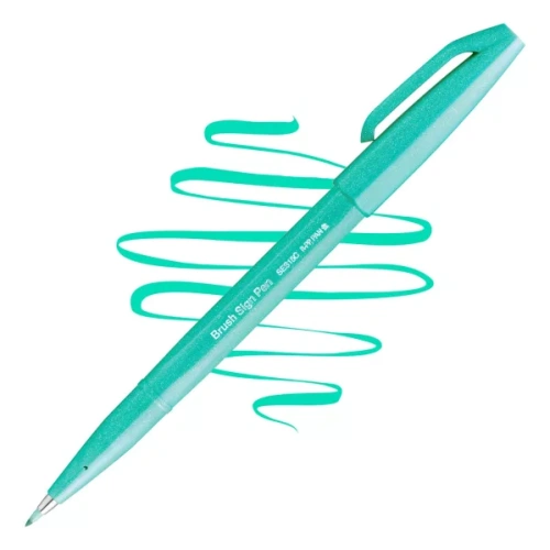 Фломастер-кисть Pentel "Brush Sign Pen" кисть 2,0 мм, изумрудно-зеленый