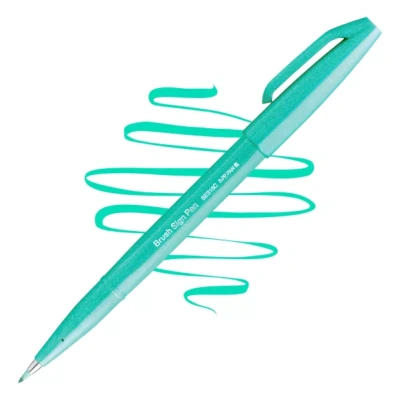 Фломастер-кисть Pentel "Brush Sign Pen" кисть 2,0 мм, изумрудно-зеленый