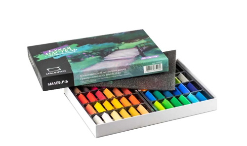 Набор сухой пастели Малевичъ квадратные мелки-половинки, 48 цвета