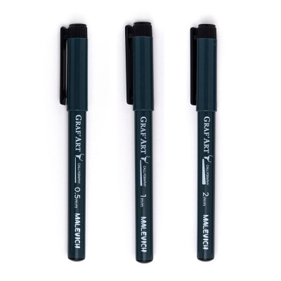 Набор капиллярных ручек Малевичъ "Graf'Art" №8, пуля XS, S, M