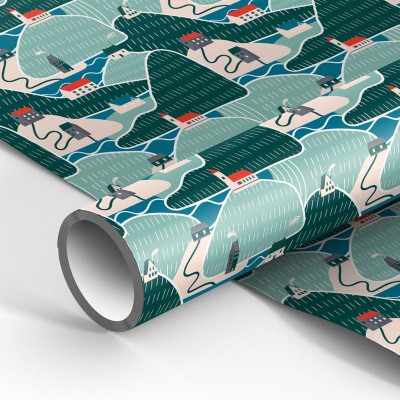 Упаковочная бумага глянцевая MESHU "Hills" 70*100 см, 90 г