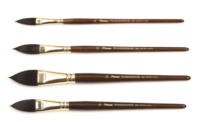 Кисть белка микс овальная "язык" Pinax "Poseidon 826" короткая ручка