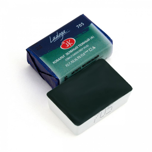 Акварель "Ладога" кювета 2,5 мл Кобальт зеленый темный (А)