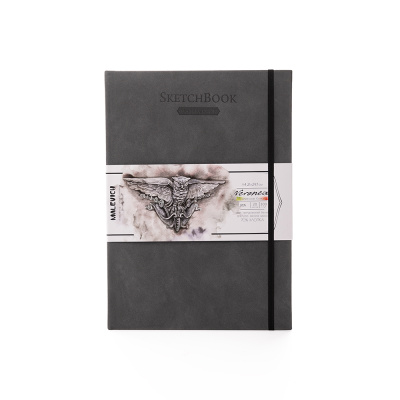 Скетчбук для акварели Малевичъ "Veroneze" А4 20 л 300 г, 70% хлопок, серый, среднее зерно