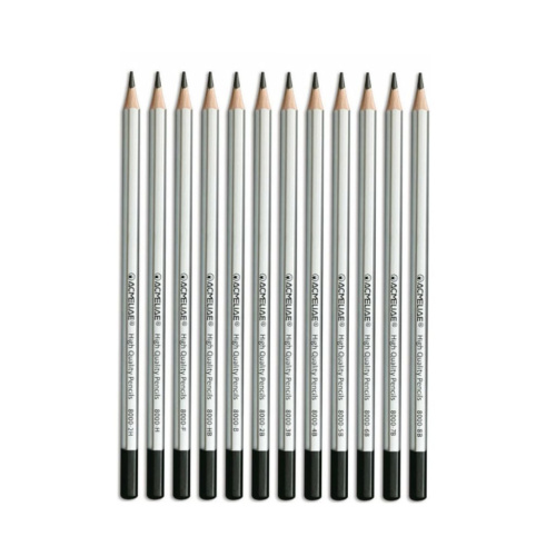 Карандаш чернографитный Acmeliae B, шестигранный, корпус серебряный