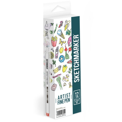 Набор капиллярных ручек SKETCHMARKER Artist fine pen Light colors 12цв