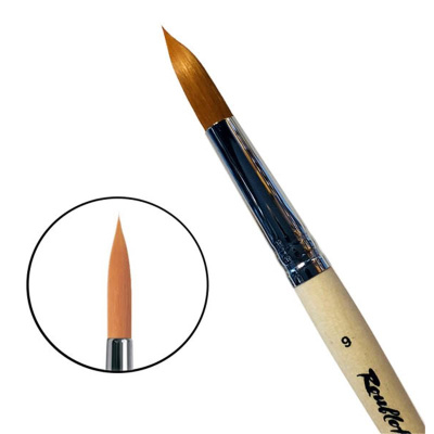 Кисть синтетика №9 круглая Roubloff "1210" короткая ручка п/лак