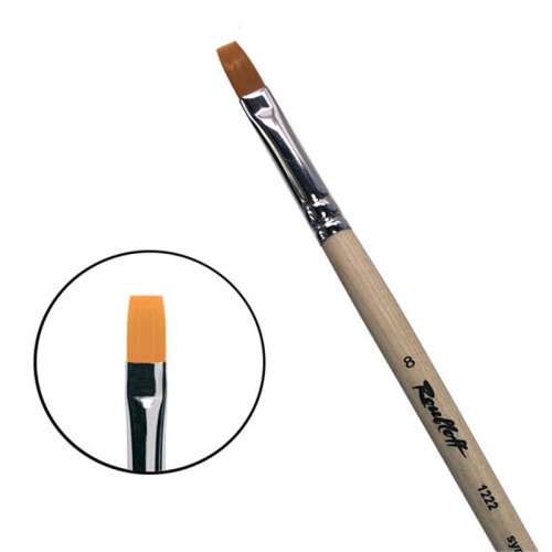 Кисть синтетика №8 плоская Roubloff "1222" длинная ручка п/лак