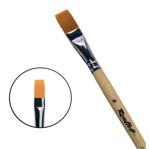Кисть синтетика №16 плоская Roubloff "1222" длинная ручка п/лак