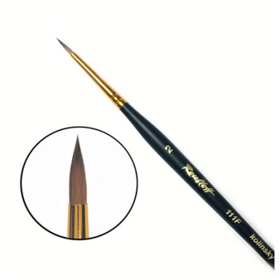 Кисть колонок №2 круглая Roubloff "111F" фигурная коротка ручка, матовая