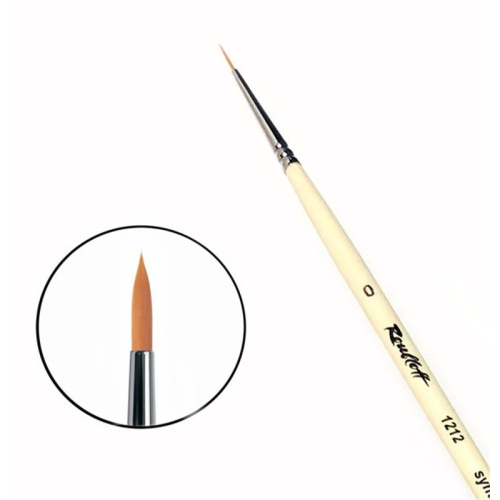 Кисть синтетика №0 круглая Roubloff "1212" длинная ручка п/лак