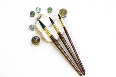 Кисть белка микс круглая Pinax "Poseidon 814" короткая ручка