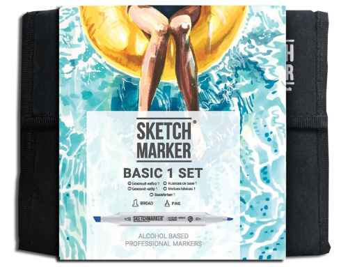 Набор маркеров Sketchmarker Basic 1 set 36 Базовые оттенки сет 1 (36 маркеров + сумка органайзер)