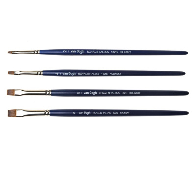 Кисть колонок плоская укороченная Van Gogh "132S" короткая ручка