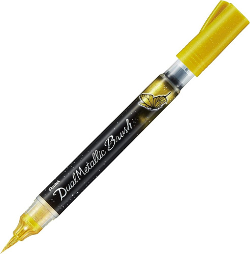 Маркер-кисть с подкачкой чернил Pentel 1-10 мм, цвет золото, в блистере