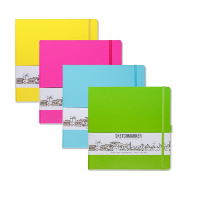 Блокнот для зарисовок Sketchmarker 20*20 cм 80 л 140 г, твердая обложка Фиолетовый пастельный