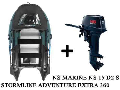 Лодка ПВХ STORMLINE Adventure Extra 360 + 2х-тактный лодочный мотор NISSAN MARINE NS 15 D2 S