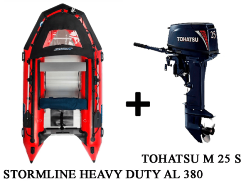Лодка ПВХ STORMLINE Heavy Duty AL 380 + 2х-тактный лодочный мотор TOHATSU M 25 S