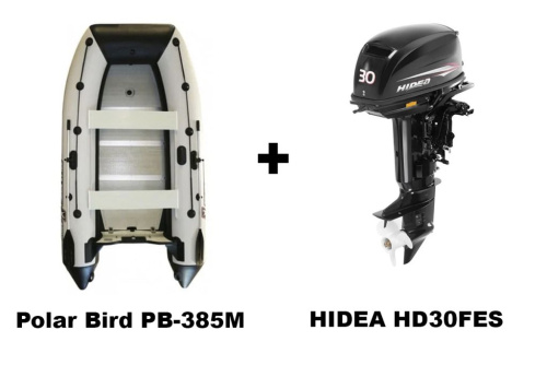 Лодка ПВХ POLAR BIRD PB-385M New Merlin (Кречет) + 2х-тактный лодочный мотор HIDEA HD30FES