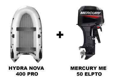 Лодка ПВХ HYDRA Nova 400 Pro + 2х-тактный лодочный мотор MERCURY ME 50 ELPTO
