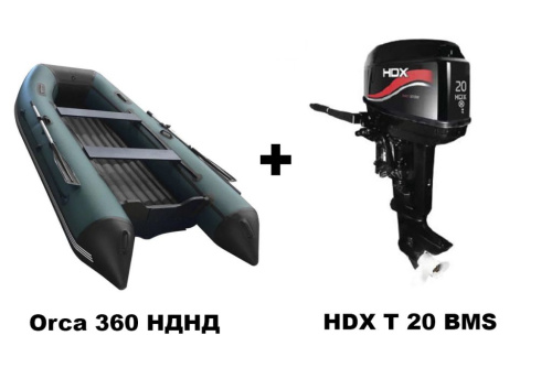 Лодка ПВХ ORCA 360 НДНД + 2х-тактный лодочный мотор HDX T 20 BMS