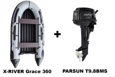 Лодка ПВХ X-RIVER Grace 360 + 2х-тактный лодочный мотор PARSUN T9.8BMS