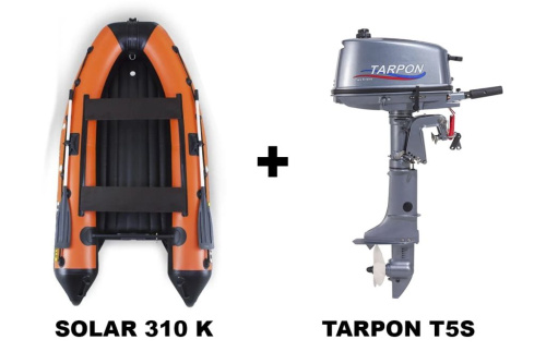 Лодка ПВХ SOLAR 310 K + 2х-тактный лодочный мотор TARPON T5S