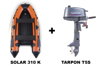 Лодка ПВХ SOLAR 310 K + 2х-тактный лодочный мотор TARPON T5S