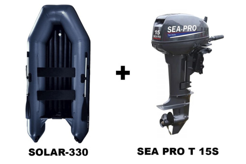 Лодка ПВХ SOLAR-330 + 2х-тактный лодочный мотор SEA PRO T 15S
