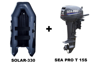 Лодка ПВХ SOLAR-330 + 2х-тактный лодочный мотор SEA PRO T 15S