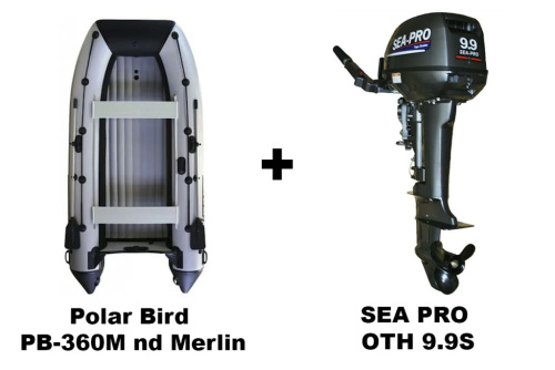 Лодка ПВХ POLAR BIRD PB-360M-nd Merlin (Кречет) + 2х-тактный лодочный мотор SEA PRO OTH 9.9S