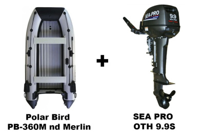 Лодка ПВХ POLAR BIRD PB-360M-nd Merlin (Кречет) + 2х-тактный лодочный мотор SEA PRO OTH 9.9S