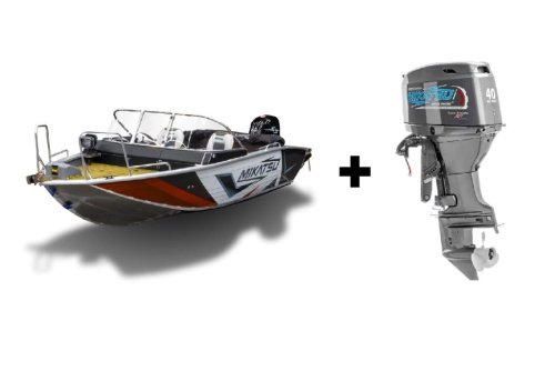Комплект Алюминиевая лодка (катер) Mikatsu (Микатсу) 470 (Z43) Premium + мотор Mikatsu MF40FEL-T-EFI