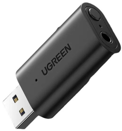 Приемник/передатчик UGREEN CM523 Bluetooth USB 2.0 to 3.5mm Bluetooth Transmitter/Receiver Adapter с аудио кабелем, цвет: черный