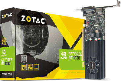 Видеокарта PCI-E Zotac GeForce GT 1030 Low Profile ZT-P10300A-10L 2GB GDDR5 64bit 16nm 1227/6008MHz DVI-D(HDCP)/HDMI RTL