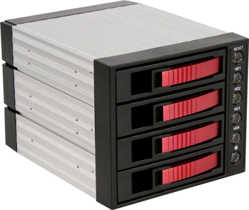 Корзина Procase A3-304-SATA3-RD 4*SATA3/SAS 6Gb (красный) hotswap aluminium mobie rack module (3x5,25) 1xFAN 80x15mm