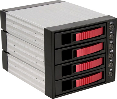 Корзина Procase A3-304-SATA3-RD 4*SATA3/SAS 6Gb (красный) hotswap aluminium mobie rack module (3x5,25) 1xFAN 80x15mm