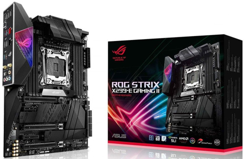 Материнская плата ATX ASUS ROG STRIX X299-E GAMING II (LGA2066,X299,8*DDR4(4266),8*SATA 6G,3*M.2,5*PCIE,7.1CH,Glan,2.5Glan,WiFi,BT,11*USB 3.2/Type-C)