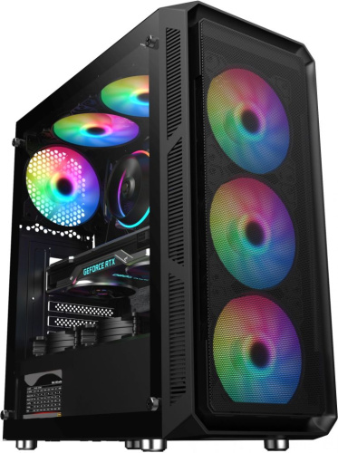 Корпус ATX Oklick OCC-MD301 черный, без БП, панель из закаленного стекла, 2*USB2.0, USB3.0, audio