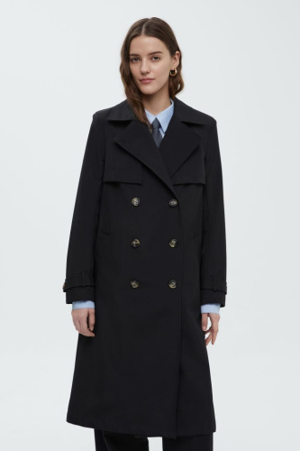 Двубортный тренч с поясом