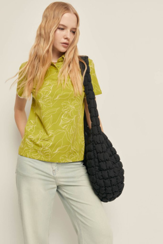 Поло приталенного силуэта с цветочным принтом