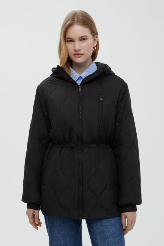 Утепленная куртка с поясом на кулиске