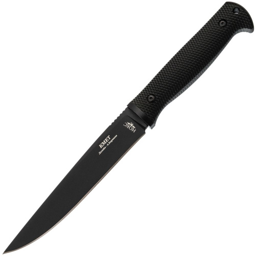 Туристический нож Кмет, сталь AUS-8, рукоять резинопластик черный
